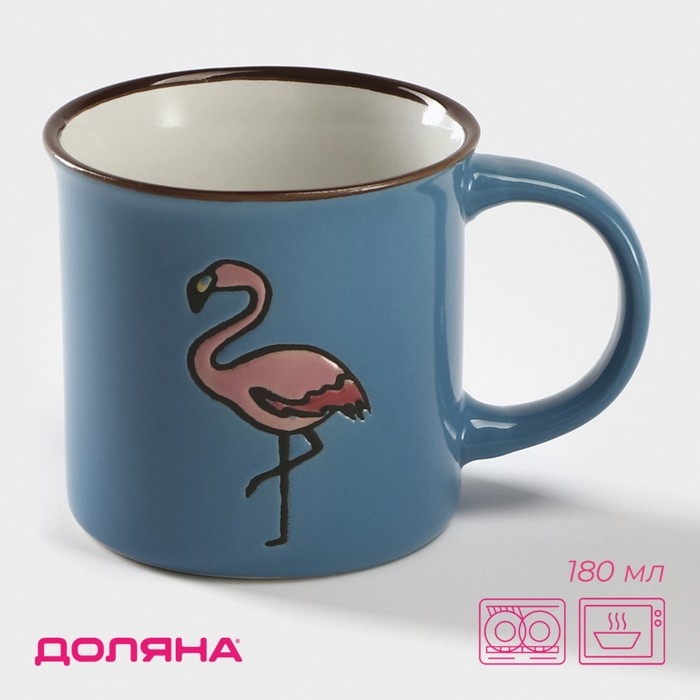 Кружка керамическая Доляна «Фламинго», 180 мл, цвет синий Кружка керамическая Доляна «Фламинго», 180 мл, цвет синий