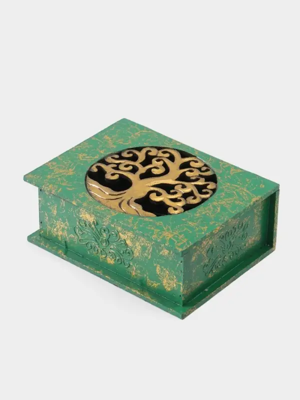 Шкатулка "Древо" 24х18х9 см, МДФ, цв. зелёный
