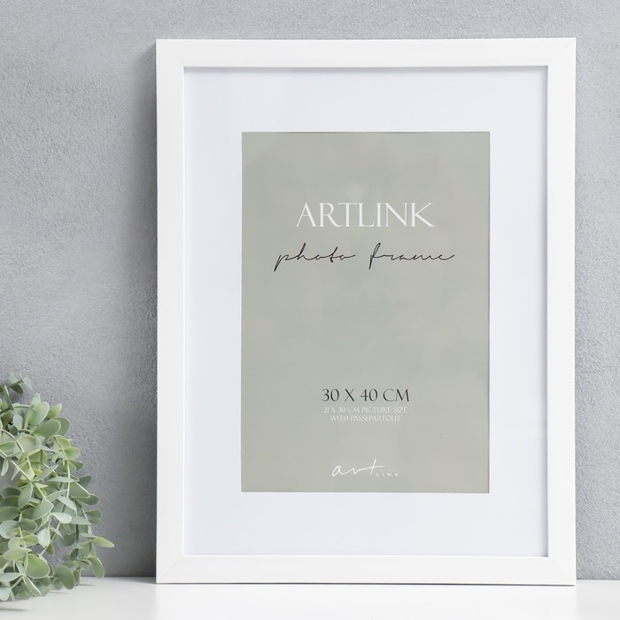 Фоторамка пластик Фоторамка пластик "Gloria" 30х40 см, с паспарту, белый