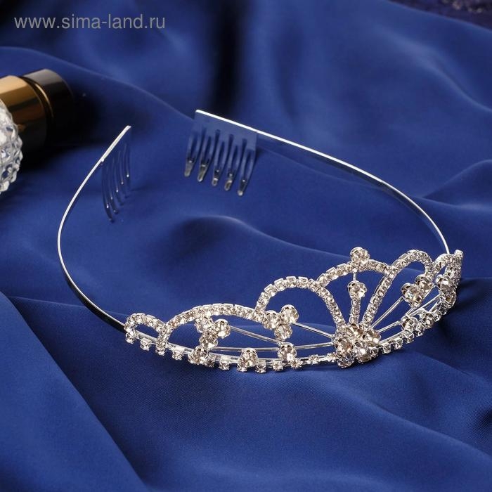 Диадема для волос Диадема для волос "Вирджиния" цветочный узор, 4 см, серебро