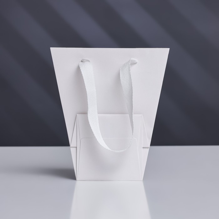 Пакет-переноска для цветов 10 × 10 × 20 х 18 см, белый