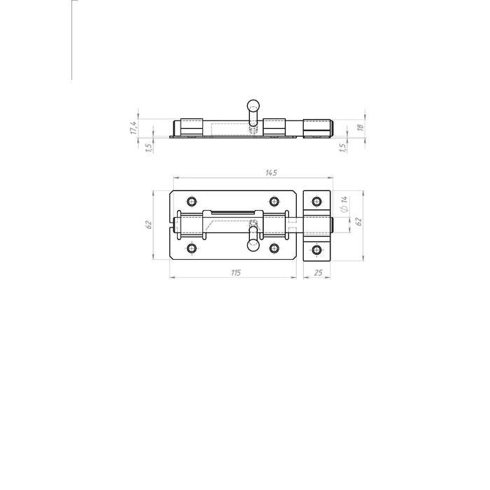 Задвижка дверная ЗД-01, без покрытия Задвижка дверная ЗД-01, без покрытия
