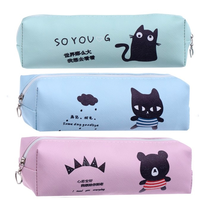 Пеналы школьный на молнии Пеналы школьный на молнии "Котик/Мишка", МИКС