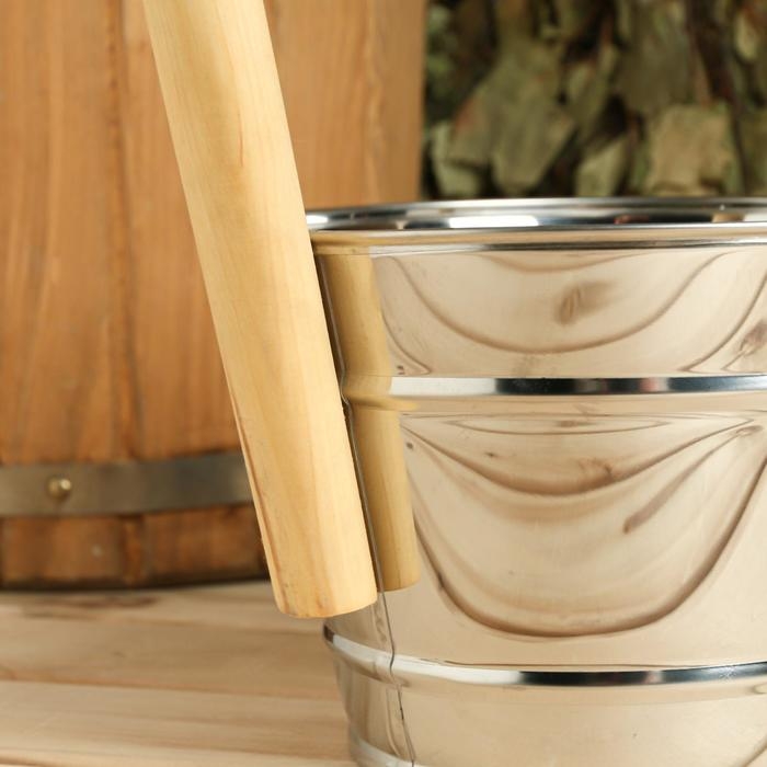 Ковш для обливания, металлический, с деревянной ручкой, 3 литра Ковш для обливания, металлический, с деревянной ручкой, 3 литра