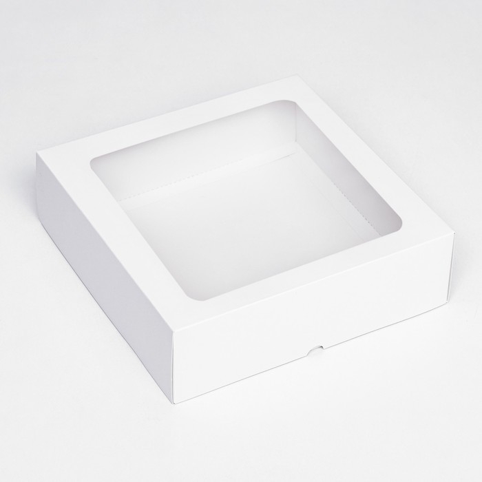 Коробка складная, крышка-дно, с окном, белый, 25 х 25 х 7,5 см, Коробка складная, крышка-дно, с окном, белый, 25 х 25 х 7,5 см,