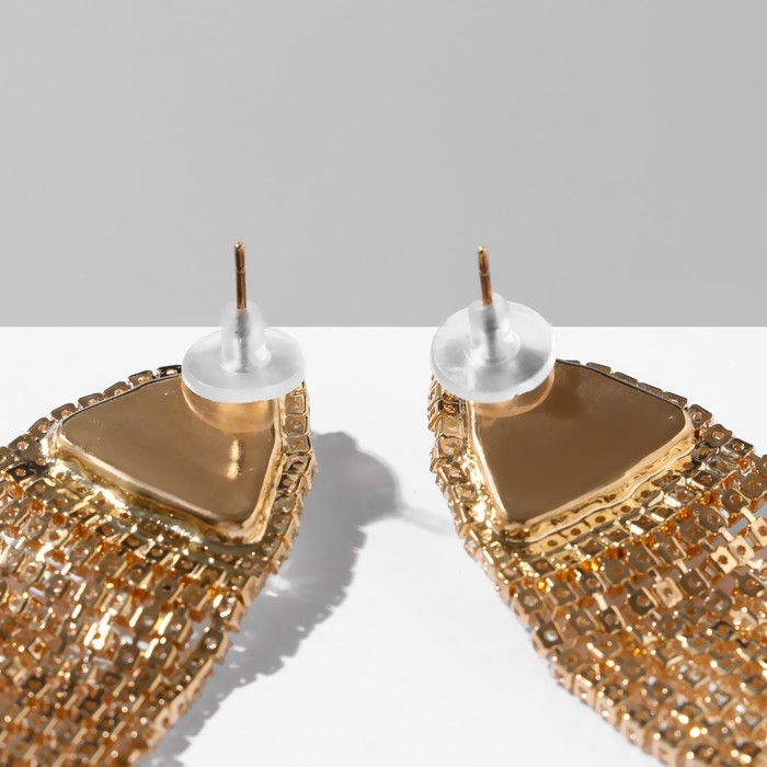 Серьги висячие со стразами «Грация» крупный треугольник, цвет белый в золоте, 11 см Серьги висячие со стразами «Грация» крупный треугольник, цвет белый в золоте, 11 см