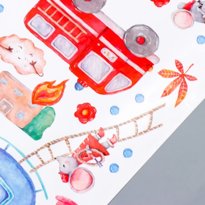 Наклейка пластик интерьерная цветная Наклейка пластик интерьерная цветная "Слонёнок пожарный" 60х90 см