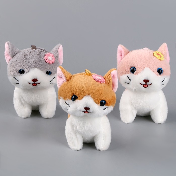 Мягкая игрушка &laquo;Кот с цветком&raquo; на брелоке, 11 см, цвета МИКС