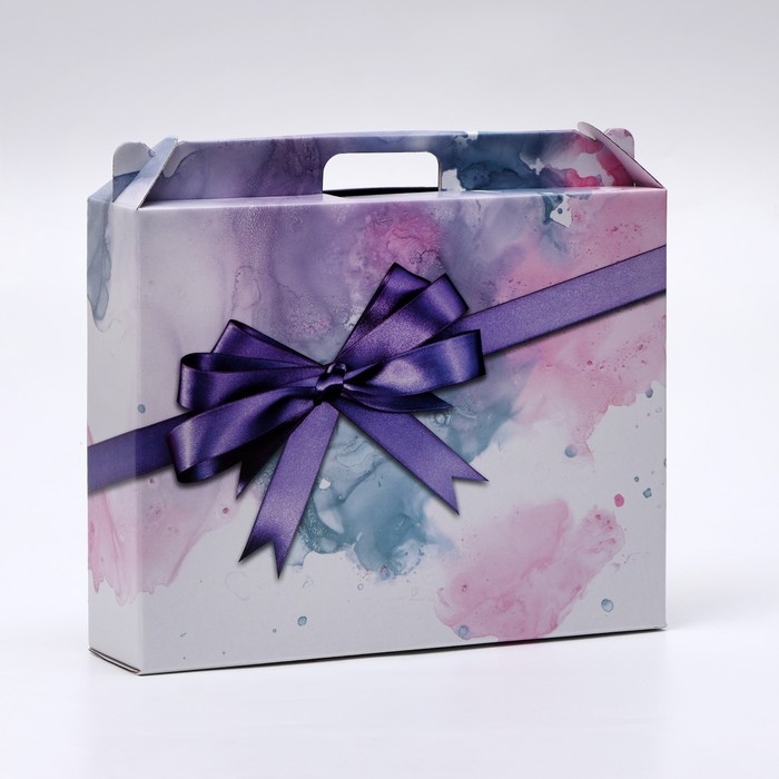 Коробка универсальная с ручкой, Коробка универсальная с ручкой, "Подарок", 34,5 х 8 х 27 см