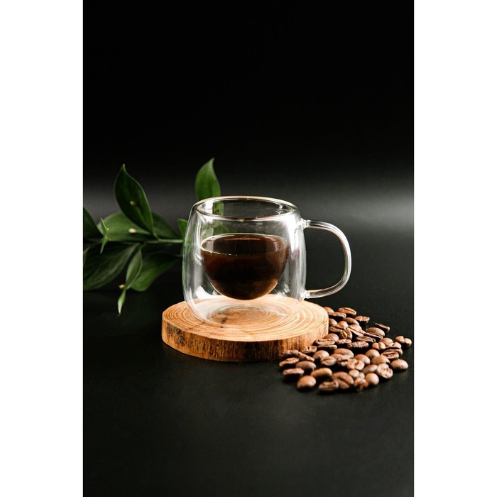 Кружка стеклянная с двойными стенками Magistro «Дуо», 80 мл, 9×7×6,3 см Кружка стеклянная с двойными стенками Magistro «Дуо», 80 мл, 9×7×6,3 см