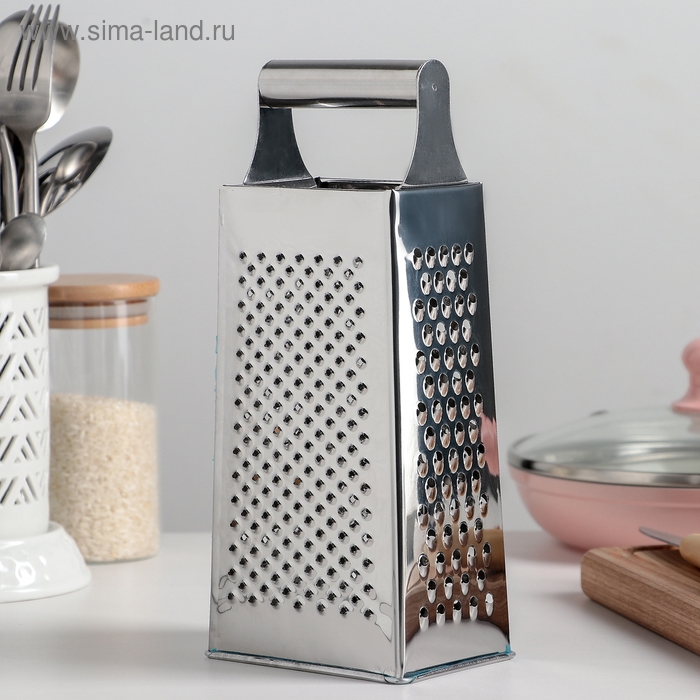 Тёрка четырёхгранная Доляна «Металлик», 10×7,5×23,5 см, цвет хромированный Тёрка четырёхгранная Доляна «Металлик», 10×7,5×23,5 см, цвет хромированный