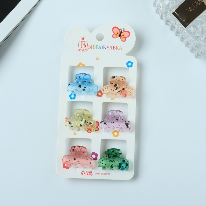 Краб для волос  Краб для волос "Авери" (набор 6 шт) классик, 2,5 см, микс