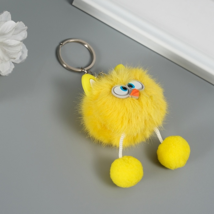 Пушистик на кольце Пушистик на кольце "Косые глазки" жёлтый 9,5х6х6 см