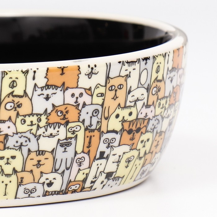 Миска керамическая  Миска керамическая "Графичная Собаки" 300мл, 12 х 3,5 см, бежево-черная
