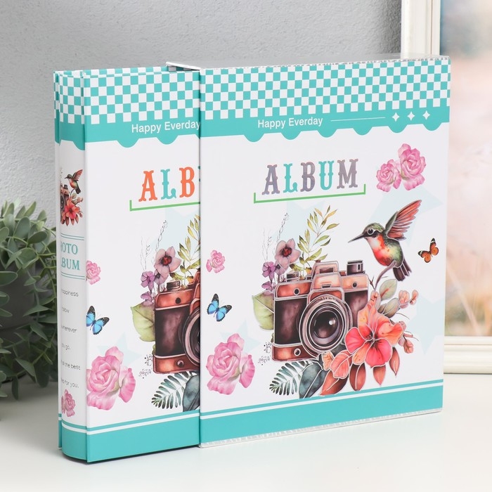 Фотоальбом на 200 фото 13х18 см Фотоальбом на 200 фото 13х18 см "Камера и колибри" серебро, в коробке МИКС 5,8х23,7х29,8 см 993470