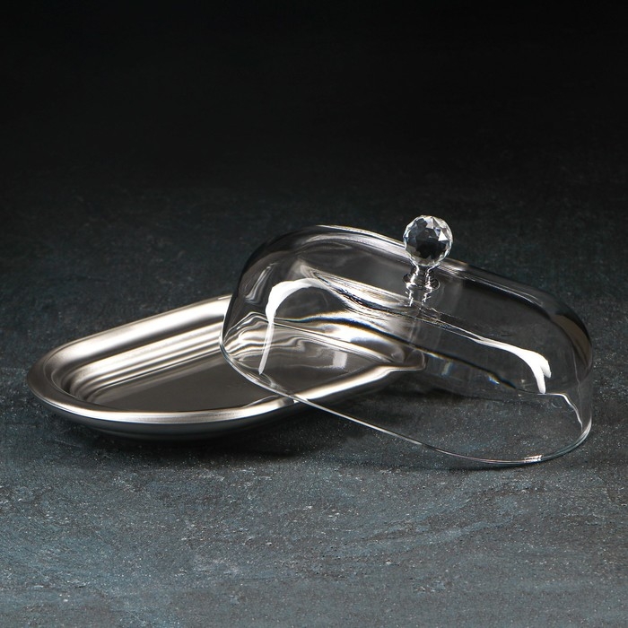 Масленка, 19,8×13,1 см, цвет серебряный Масленка, 19,8×13,1 см, цвет серебряный