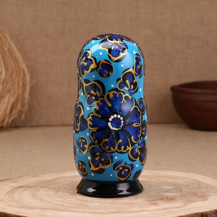 Матрёшка  Матрёшка "Ромашка", синяя, 5-кукольная, 19 см