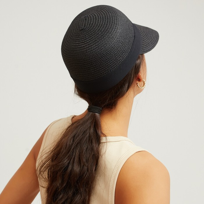 Кепка женская плетёная MINAKU цвет чёрный, р-р 58 Кепка женская плетёная MINAKU цвет чёрный, р-р 58