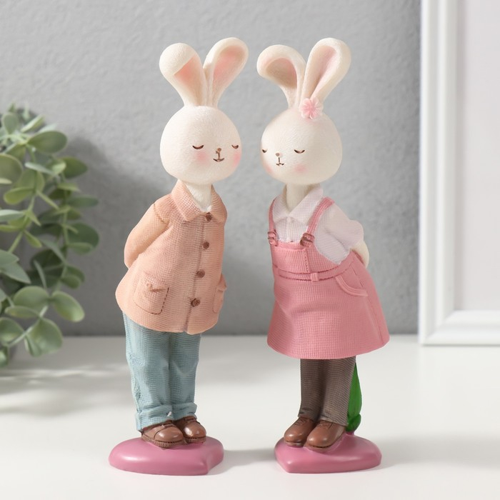 Сувенир полистоун Сувенир полистоун "Зайчики - поцелуй" набор 2 шт 18х5х5,3 см