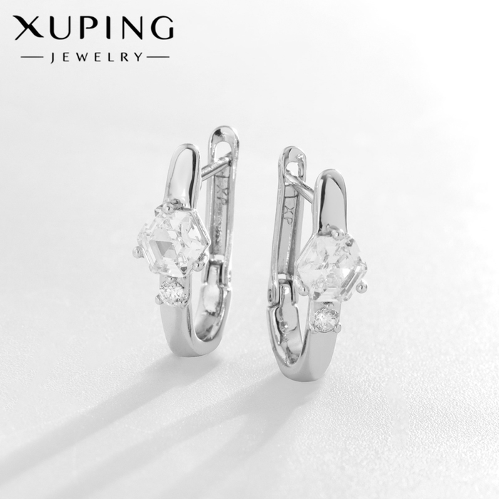 Серьги со стразами XUPING арфа искусство, цвет белый в серебре Серьги со стразами XUPING арфа искусство, цвет белый в серебре