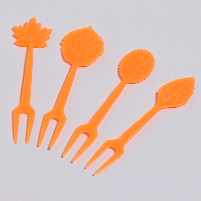 Шпажки «Осенние листья», набор 50 шт., цвет оранжевый Шпажки «Осенние листья», набор 50 шт., цвет оранжевый