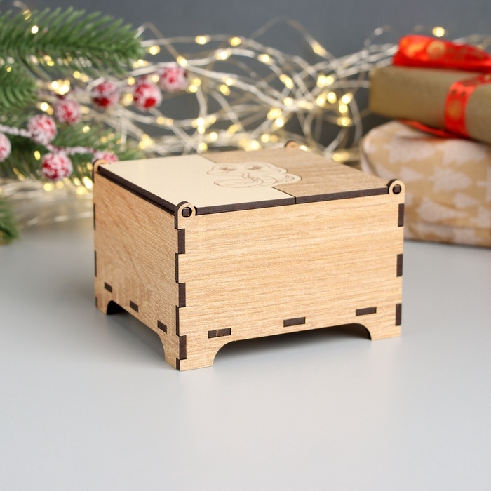 Новогодняя шкатулка комбинированная "Змейка" 10,5х10х7 см