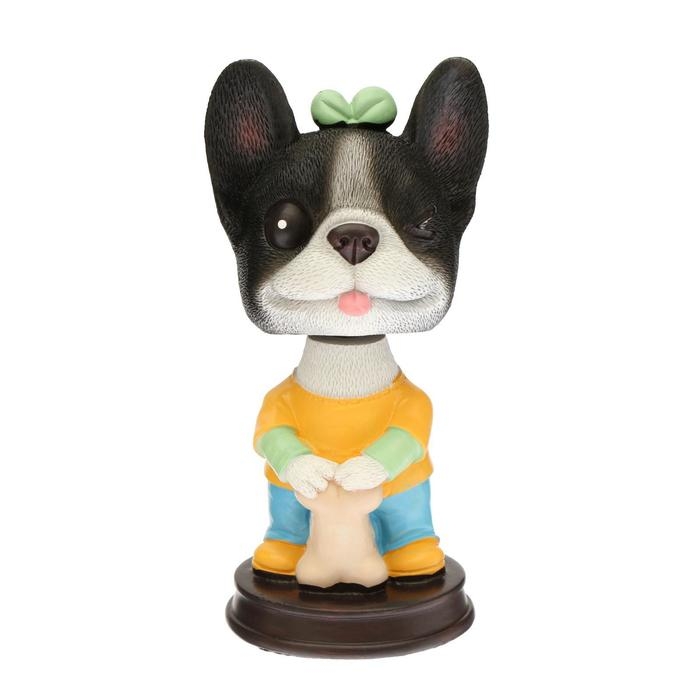 Собачка на панель авто, качающая головой, французский бульдог Собачка на панель авто, качающая головой, французский бульдог