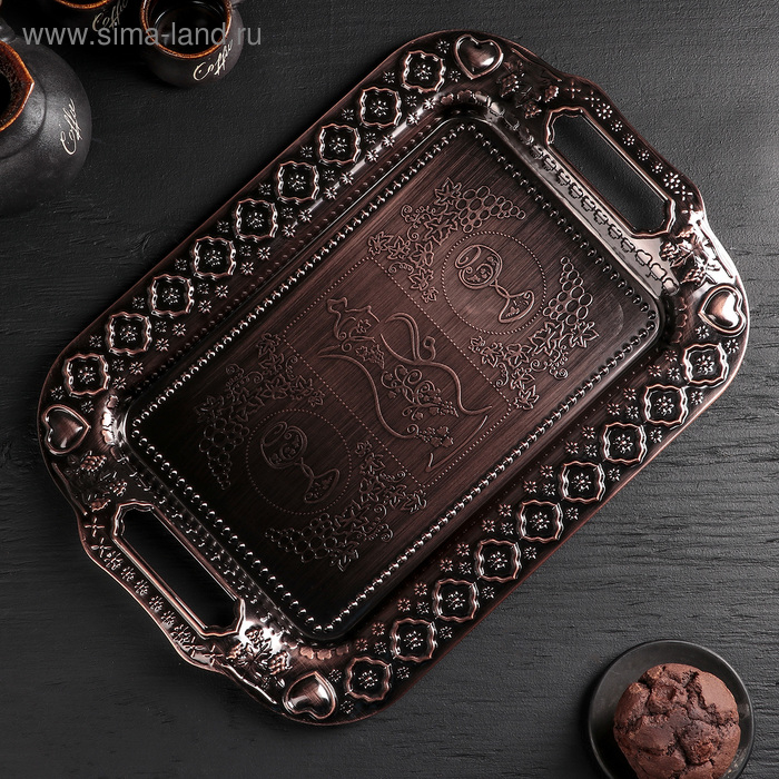 Поднос из нержавеющей стали «Дарк», 47×31 см, цвет бронзовый Поднос из нержавеющей стали «Дарк», 47×31 см, цвет бронзовый