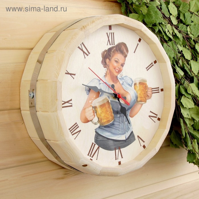 Часы банные бочонок Часы банные бочонок "Добропаровъ. Пивко будешь?"