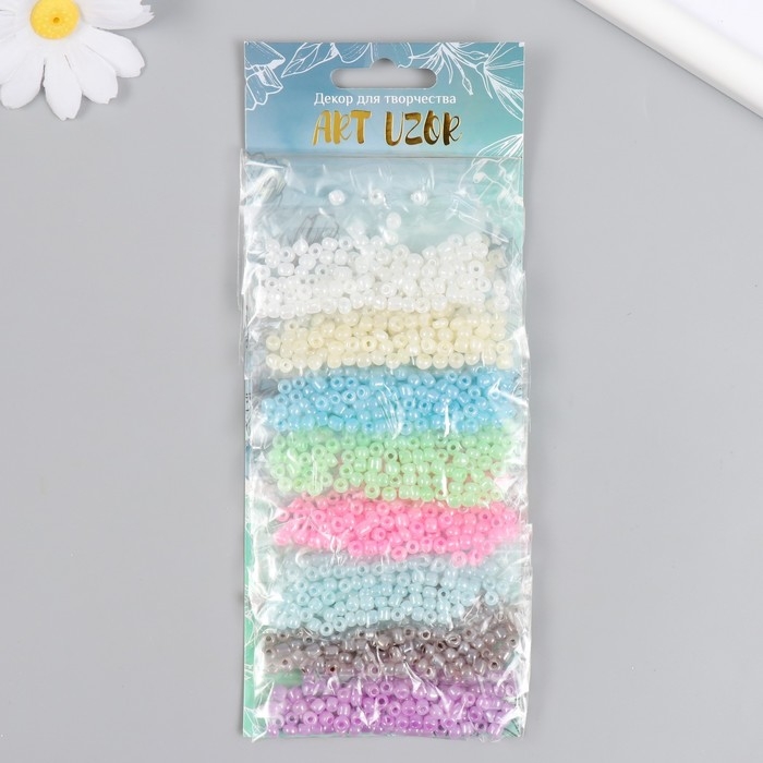 Бисер круглый 6/0  Бисер круглый 6/0 "Зефирный" перламутр 8 цветов х 10 гр 20х8 см