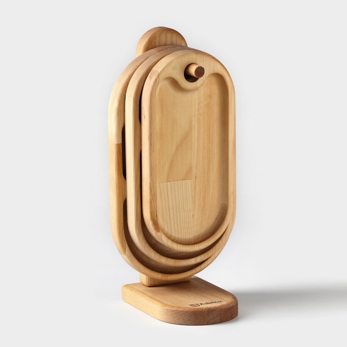 Набор деревянных менажниц и сервировочных досок на подставке Adelica, 3 шт, 25×14 см, 23×12 см, 21×10 см Набор деревянных менажниц и сервировочных досок на подставке Adelica, 3 шт, 25×14 см, 23×12 см, 21×10 см