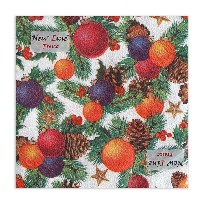 Новый год. Салфетки бумажные New Line FRESCO Шишки-Шарики 2 слоя 20 листов