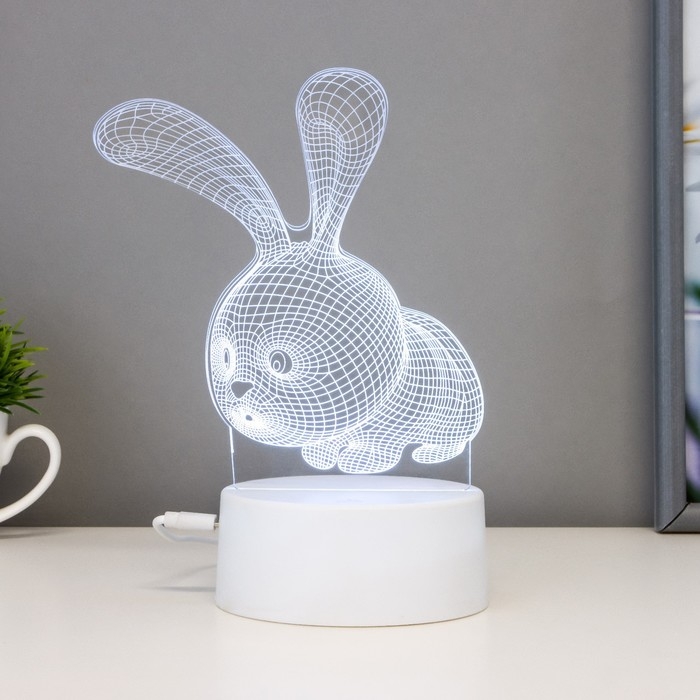 Светильник сенсорный  Светильник сенсорный "Кролик" LED 7 цветов USB/от батареек белый