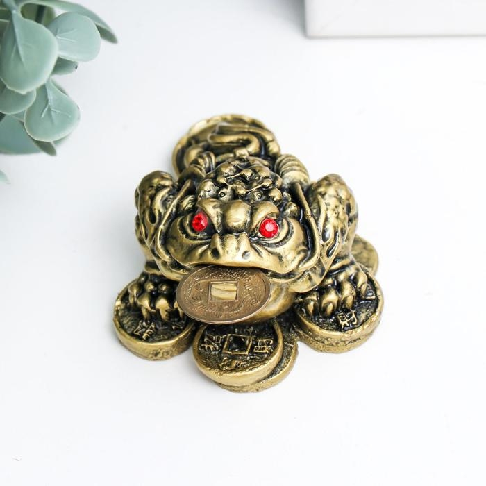 Нэцкэ бронза Нэцкэ бронза "Жаба на монетах" 4 х 7 х 5,5 см