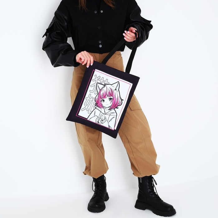 Шопер детский для девочки без застёжки, цвет чёрный/белый Шопер детский для девочки без застёжки, цвет чёрный/белый