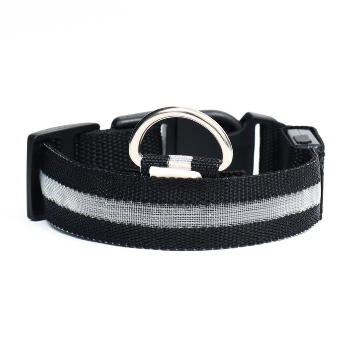 Ошейник с подсветкой размер L, ОШ 45-52 х 2,5 см, 3 режима свечения чёрный Ошейник с подсветкой размер L, ОШ 45-52 х 2,5 см, 3 режима свечения чёрный