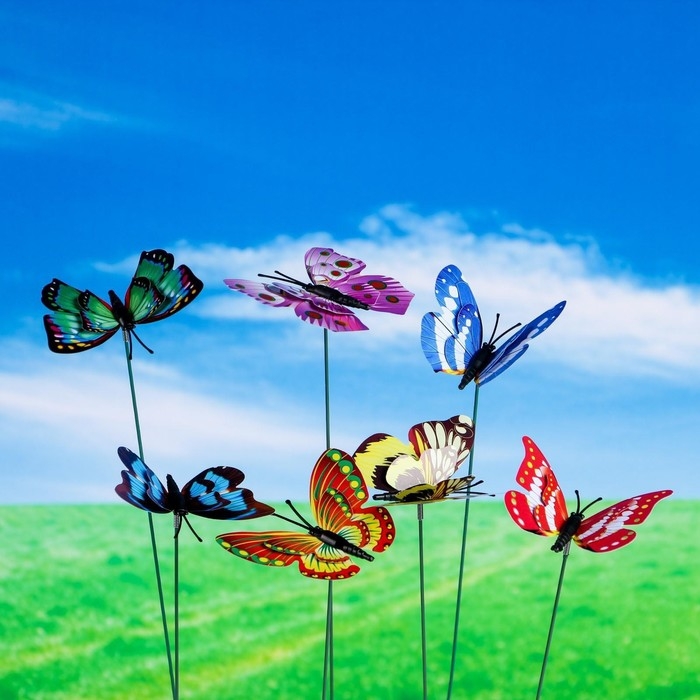 Штекер "Бабочка Винсетти "6х7см/25см, набор 10шт, МИКС