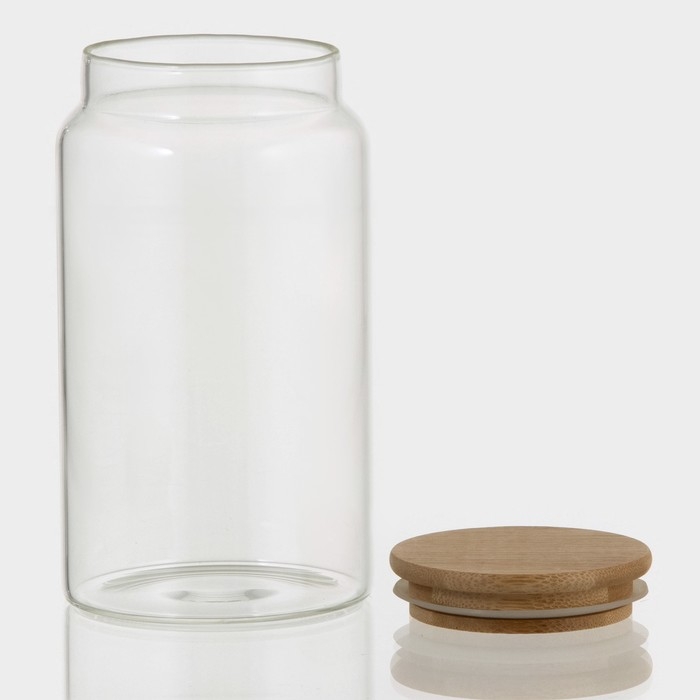 Банка стеклянная для сыпучих продуктов &laquo;Эко&raquo;, 1 л, 10&times;18 см, с бамбуковой крышкой