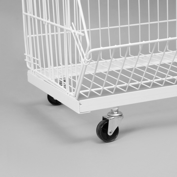 Накопитель разборный на колесах, 5 корзин, 90×43×147 см, цвет белый Накопитель разборный на колесах, 5 корзин, 90×43×147 см, цвет белый