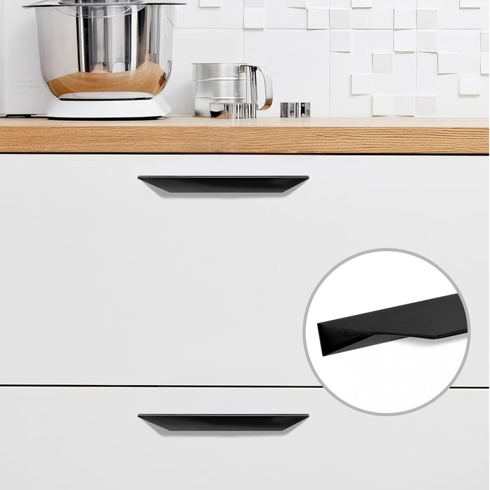 Ручка мебельная CAPPIO, м/о=128 мм, длина 200 мм, цвет черный Ручка мебельная CAPPIO, м/о=128 мм, длина 200 мм, цвет черный