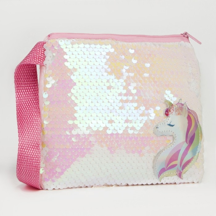 Сумка детская для девочки «Единорог», отдел на молнии, с пайетками, цвет розовый Сумка детская для девочки «Единорог», отдел на молнии, с пайетками, цвет розовый