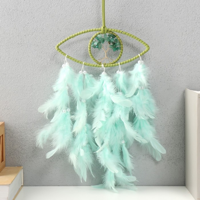 Ловец снов d=15,5 и 7 см Ловец снов d=15,5 и 7 см "Деревце из камней" розовый с белым 60х15,5х0,7 см