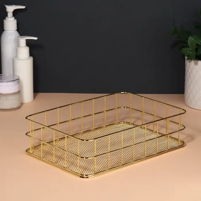 Органайзер для хранения косметических принадлежностей &laquo;РАФАЭЛЬ&raquo;, 24.5&times;16.5&times;6.5 см, цвет золотистый