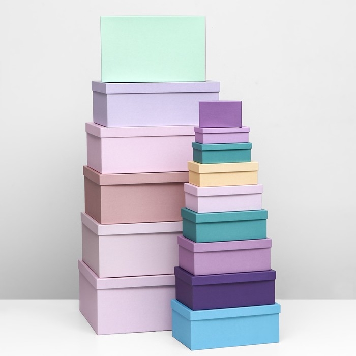 Набор прямоугольных коробок 15в1  Набор прямоугольных коробок 15в1 "Лаванда" 47,5 х 36 х 17,5- 13 х 8 х 4,5 см