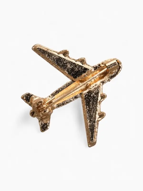 Брошь &laquo;Самолёт&raquo;, белая в золоте
