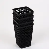 Корзины для хранения &laquo;Аура&raquo;, набор 4 шт.: 7.5&times;7.5&times;18 см, чёрные
