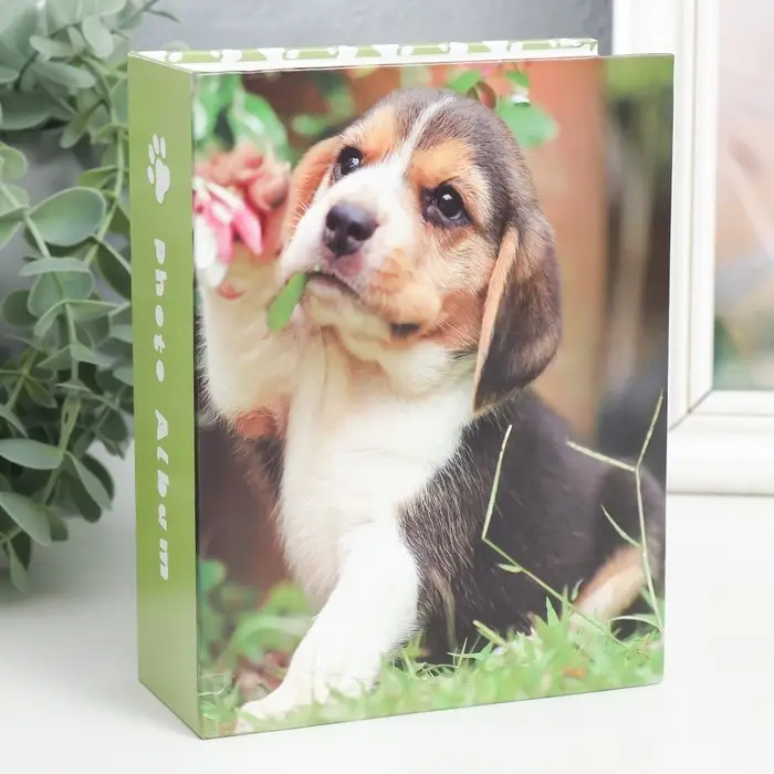 Фотоальбом 100 фото "Щеночек с цветочком " 10х15 см