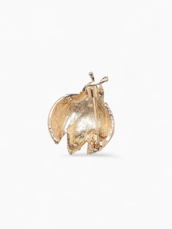 Брошь &laquo;Божья коровка&raquo;, красно-белая в золоте