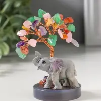 Сувенир "Слон у дерева" 18 камней 5,8х5,8х10,5 см