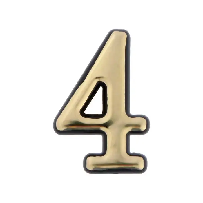 Цифра дверная 4 ТУНДРА, пластиковая, цвет золото, 1 шт.